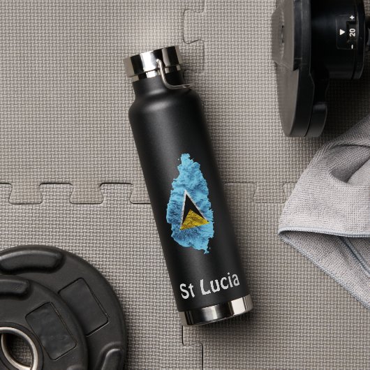 St Lucia Flag Karte Wasser Flasche (Fitnessstudio)