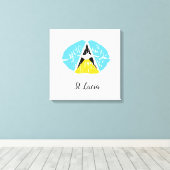 St Lucia Flag Lippen Canvas Print Leinwanddruck (Insitu (Holzboden))