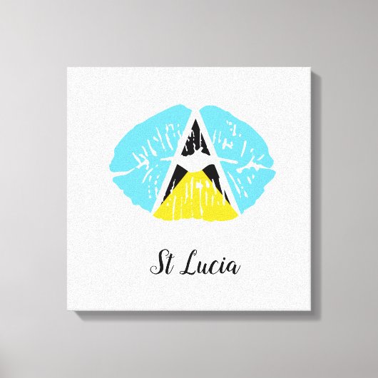 St Lucia Flag Lippen Canvas Print Leinwanddruck (Vorderseite)