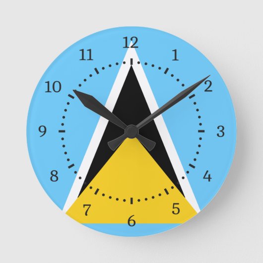 St. Lucia Flag Runde Uhr (Vorderseite)