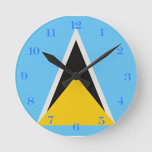 St. Lucia Flag Runde Uhr (Vorderseite)