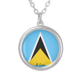 St. Lucia Flag Versilberte Kette