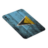 St. Lucia Flagge auf Altholzkörner Magnet (Rechte Seite)