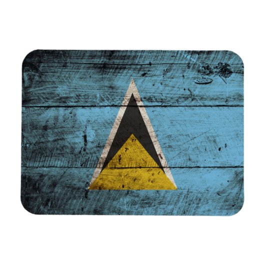 St. Lucia Flagge auf Altholzkörner Magnet (Horizontal)