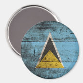 St. Lucia Flagge auf Altholzkörner Magnet (Vorderseite/Rückseite)