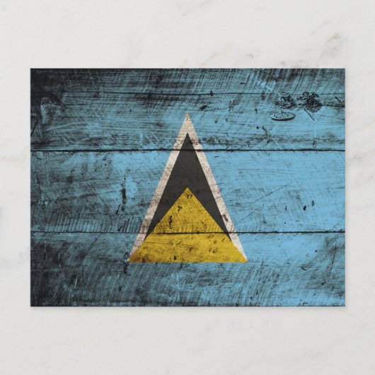 St. Lucia Flagge auf Altholzkörner Postkarte (Vorderseite)