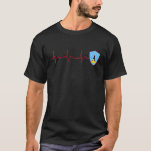 St. Lucia-Flagge Herzschlag EKG Patriotisch Nation T-Shirt
