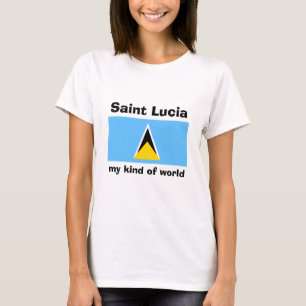 St. Lucia-Flagge + Karte + Text T-Shirt