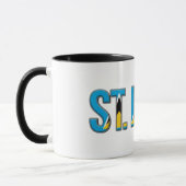 St. Lucia-Flagge Text | Karibischer Stolz Design Tasse (Links)