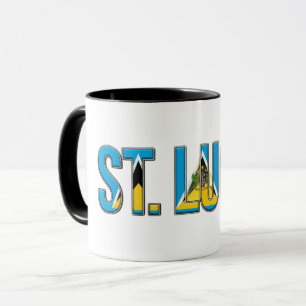 St. Lucia-Flagge Text   Karibischer Stolz Design Tasse