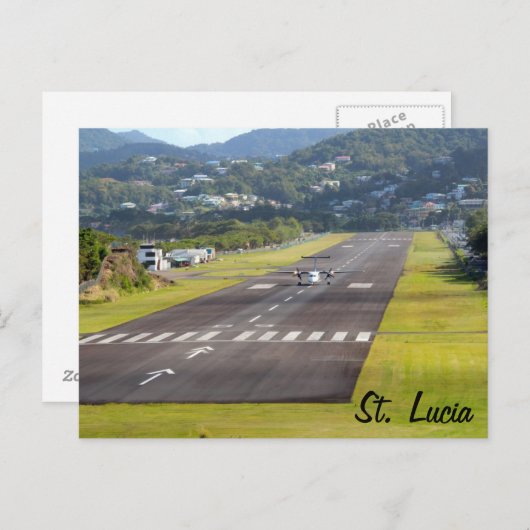 St. Lucia Flugzeug und Airstrip Foto Postkarte (Vorne/Hinten)