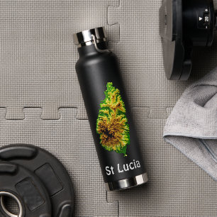 St Lucia Green Map Wasserflasche Trinkflasche