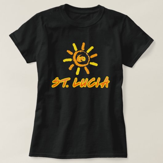 St. Lucia hellgelb & orange T-Shirt (Design vorne)