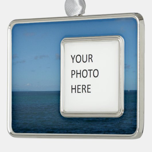 St. Lucia Horizon Blauer Ozean Rahmen-Ornament Silber (Links)