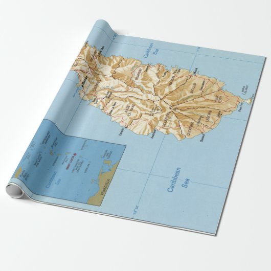 St. Lucia Island Map (1991) Geschenkpapier (Ungerollt)
