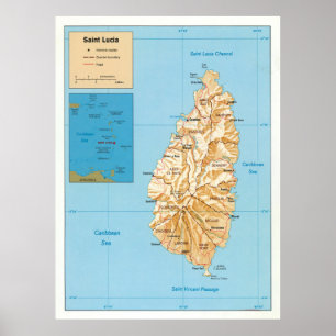 St. Lucia Island Map (1991) Poster