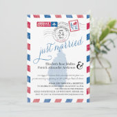 St. Lucia Just Married Airmail Post Empfang Einladung (Stehend Vorderseite)