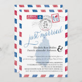 St. Lucia Just Married Airmail Post Empfang Einladung (Vorne/Hinten)