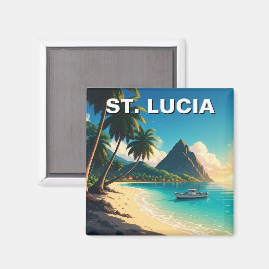 St. Lucia Karibik Magnet (Vorderseite/Rückseite)