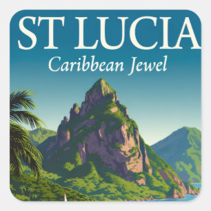St. Lucia Karibisches Juwel Quadratischer Aufkleber