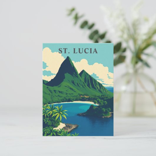 St. Lucia Karibisches Retro Postkarte (Stehend Vorderseite)