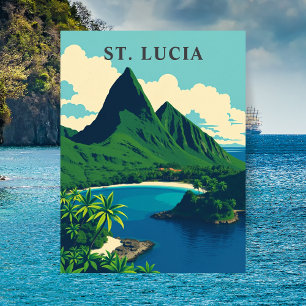 St. Lucia Karibisches Retro Postkarte