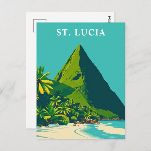 St. Lucia Karibisches Treiben Postkarte (Vorne/Hinten)
