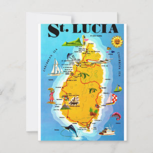 St. Lucia Karte Postkarte