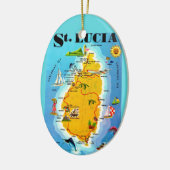 St Lucia Map Postcard Ornament (Links)