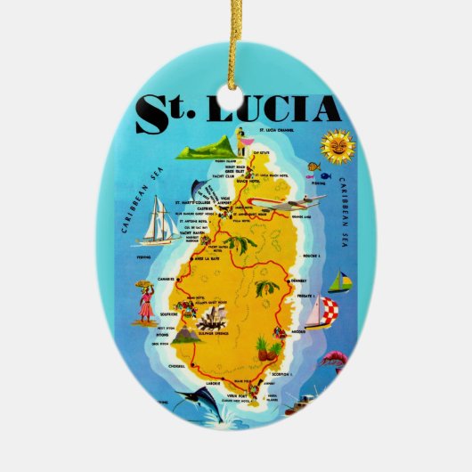 St Lucia Map Postcard Ornament (Vorne)