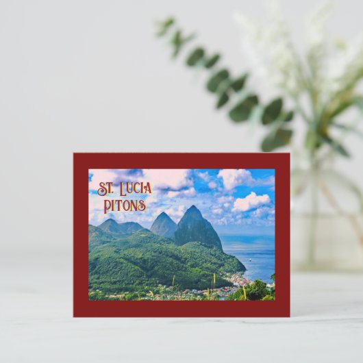 St. Lucia Pitons Postkarte (Stehend Vorderseite)