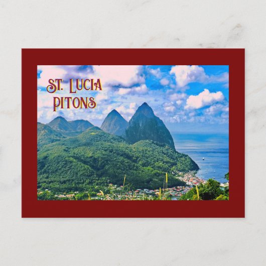 St. Lucia Pitons Postkarte (Vorderseite)