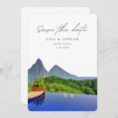 St Lucia Save the Date Landschaftlich Wedding Einladung (Vorne/Hinten)