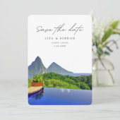 St Lucia Save the Date Landschaftlich Wedding Einladung (Stehend Vorderseite)