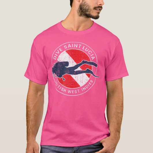 St Lucia Scuba Dive Flag Wo tauchen T-Shirt (Vorderseite)