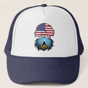 St. Lucia St. Lucian American USA Baumwurzeln Truckerkappe