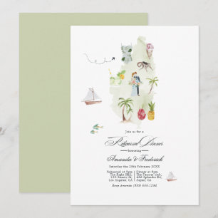 St. Lucia Tropisches Aquarell Probedinner Einladung