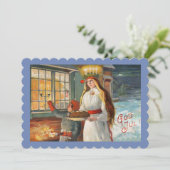 St. Lucia und Kind liefern Safran Breads Einladung (Stehend Vorderseite)