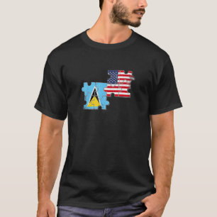 St. Lucia USA St. Lucian American Flagge T-Shirt