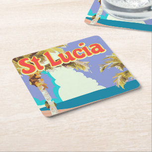 St Lucia vintage Strand Reiseplakat Rechteckiger Pappuntersetzer