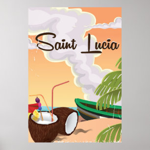 St. Lucia Vintage-Urlaubsposter Poster