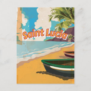 St. Lucia Vintager Urlaub Poster Postkarte