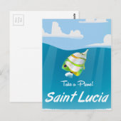 St. Lucia Vintager Urlaub Poster Postkarte (Vorne/Hinten)