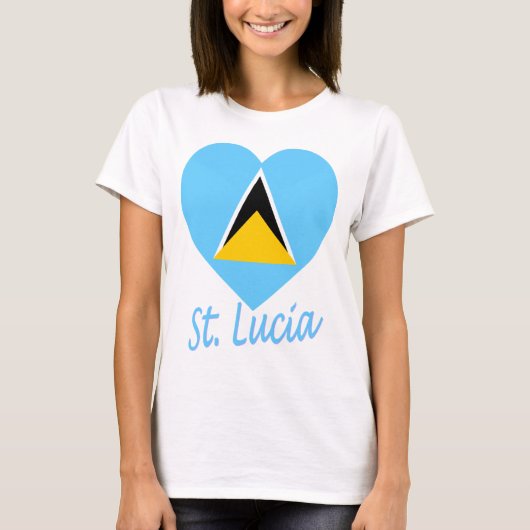 St- Luciaflaggen-Herz T-Shirt (Vorderseite)