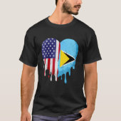 St Lucian American Patriot Grown Country Melting H T-Shirt (Vorderseite)