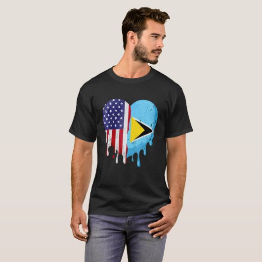 St Lucian American Patriot Grown Country Melting H T-Shirt (Vorne ganz)