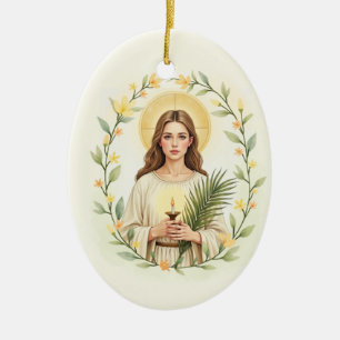 St. Lucy Gottes Frieden und Segen mit der Schrift Keramik Ornament