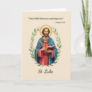 St. Lukas Gottes Frieden und Segen mit Schrift Karte