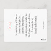 St. Luke, die Evangelistische Gebetskarte Postkarte (Rückseite)