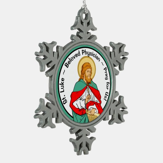 St. Luke, geliebter Arzt (RLS 08; MedVers.) Schneeflocken Zinn-Ornament (Links)